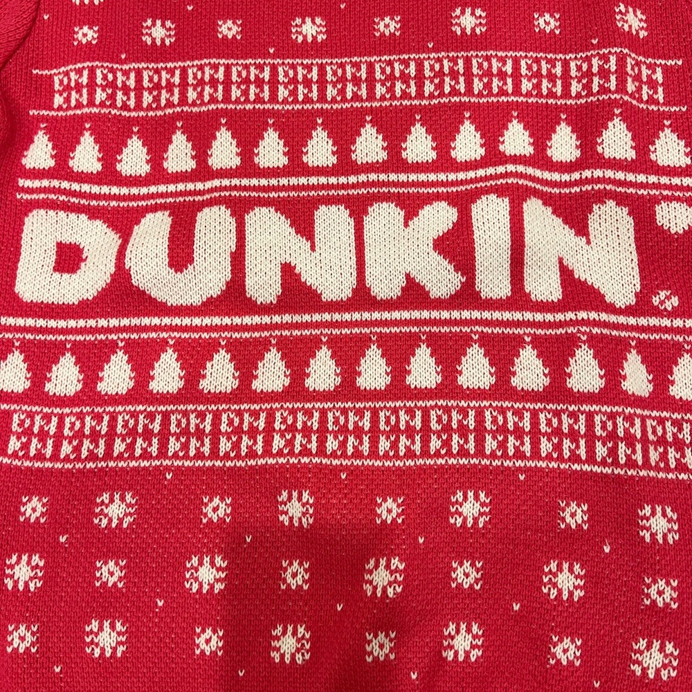 Dunkin’ Holiday “Ugly Christmas Sweater” Sweater – Pink & White, Size Small - Picture 2 of 4